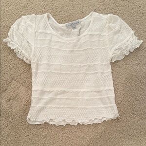 Moa Moa White Ruffled Cap Sleeve Blouse